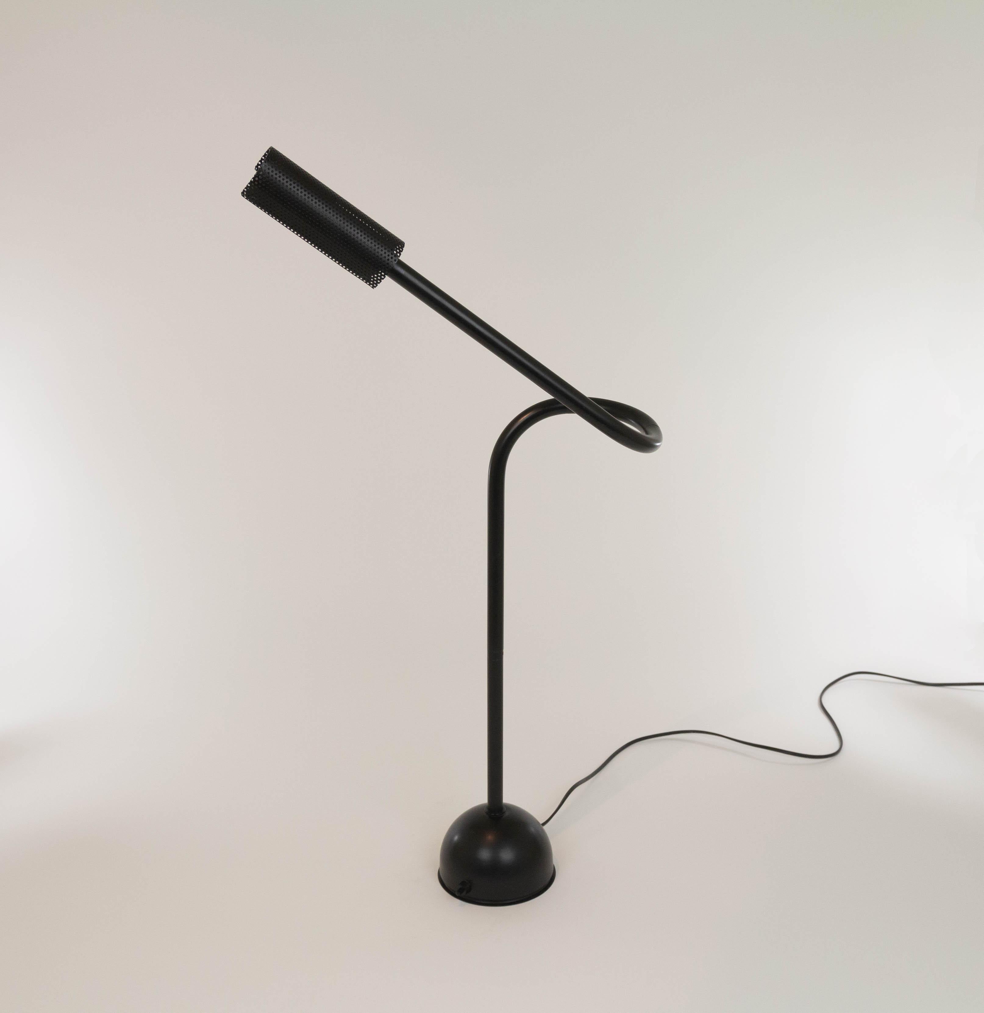 Black Stringa table lamp created by Dutch designer Hans Ansems and manufactured by Luxo Italiana in 1982.

The original structure and a brilliant technological solution of the table lamp allow full flexibility and offer continuous visual