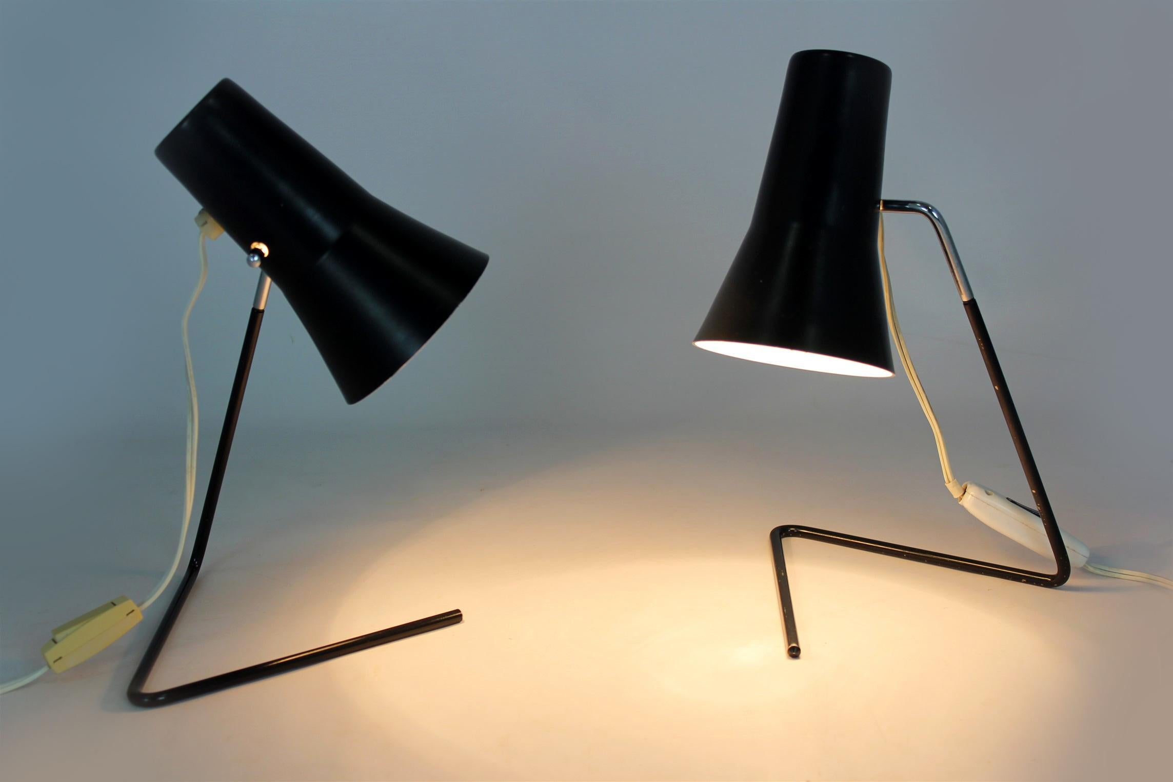 Black Table Lamps by Josef Hurka for Drupol, 1960s, Set of 2 For Sale 8