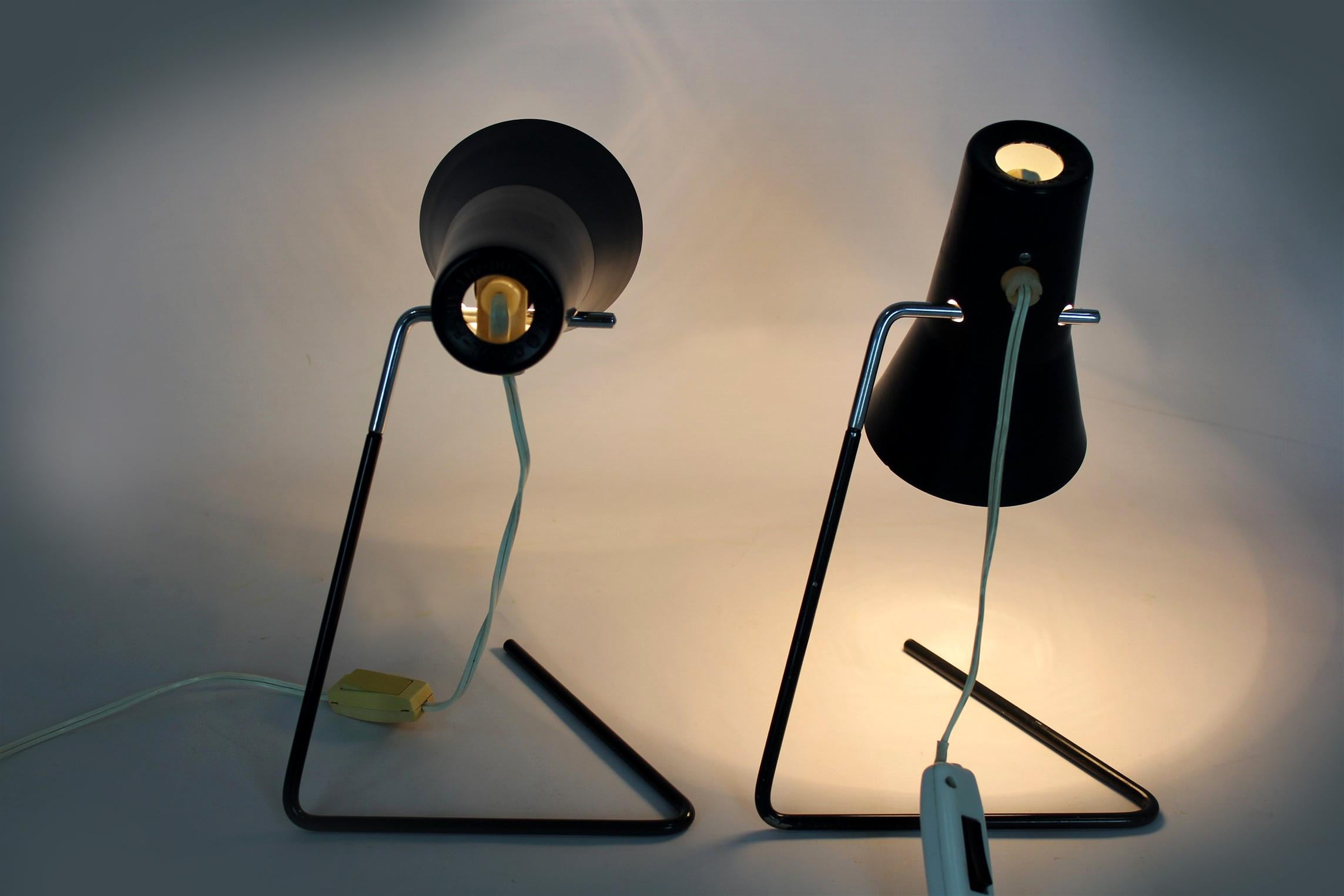 Black Table Lamps by Josef Hurka for Drupol, 1960s, Set of 2 For Sale 9