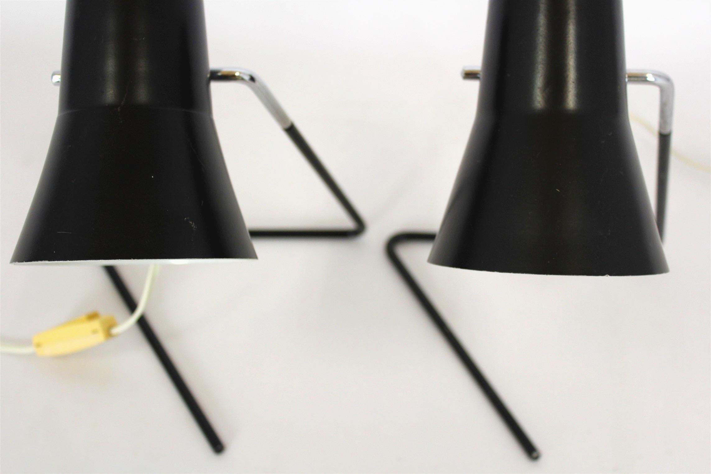 Black Table Lamps by Josef Hurka for Drupol, 1960s, Set of 2 For Sale 2