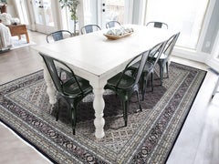 Black Tabriz Mahi Wool and Silk Hand Knotted Oriental Rug