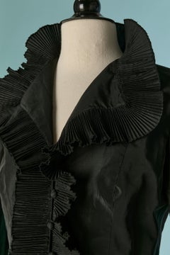 Black taffeta boléro with pleated ruffle edge YVETTE