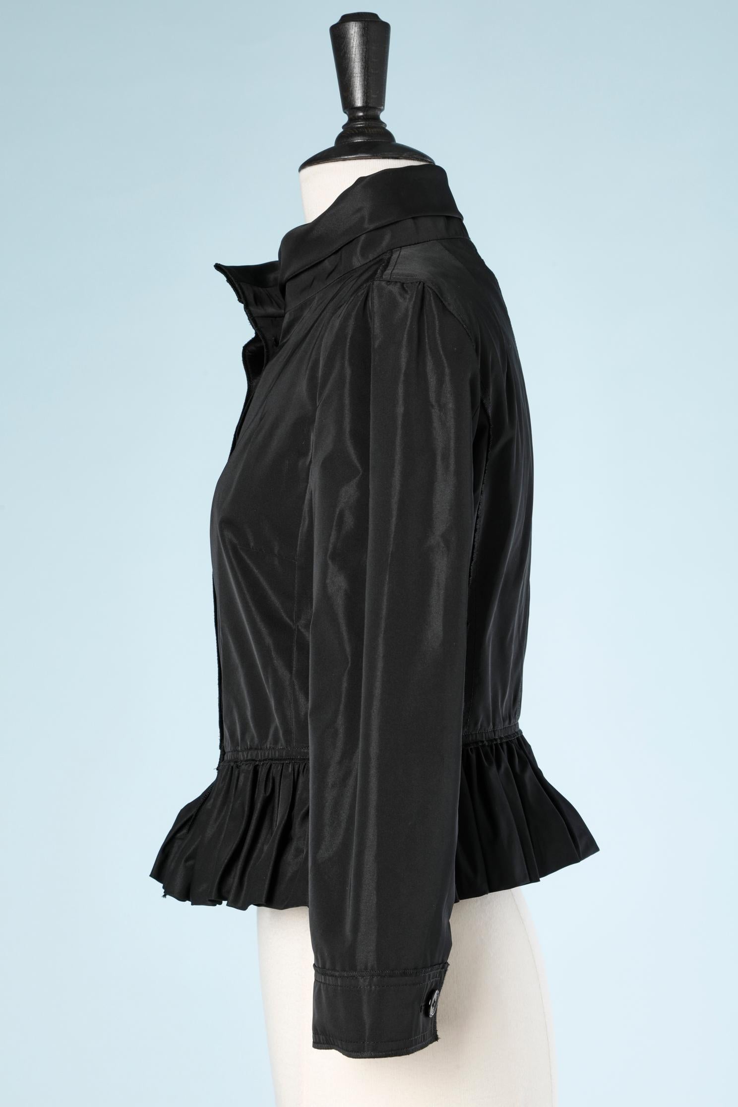 Women's Black taffeta jacket with ruffles Dolce & Gabbana  For Sale