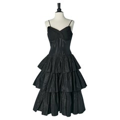 Schwarzes Taft-Cocktailkleid LILLIE DIAMOND