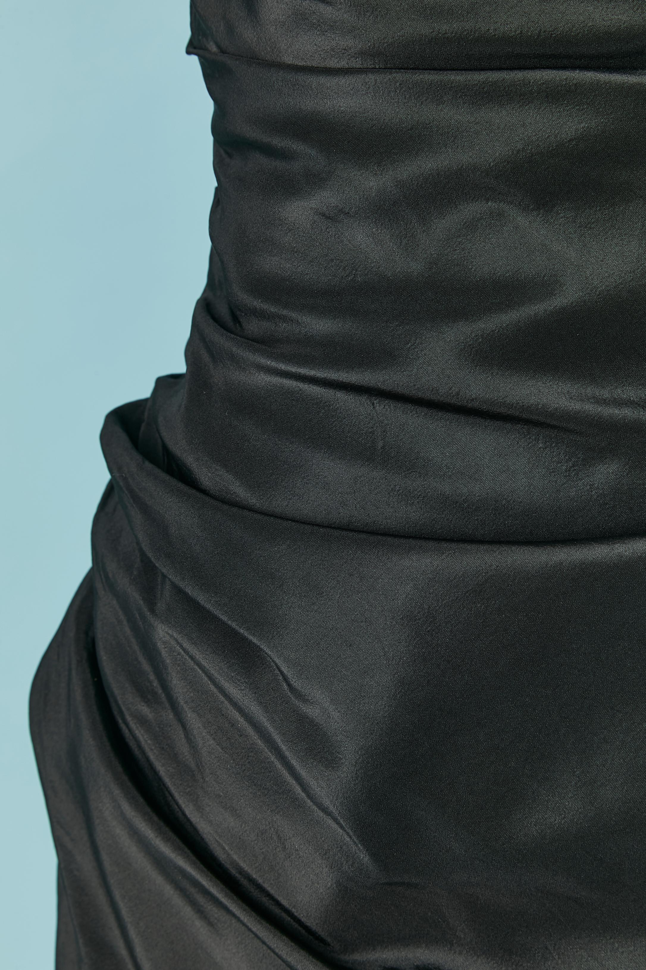Women's Black taffetas cocktail dress with ruffles Bellville Sassoon Lorcan Mullany For Sale