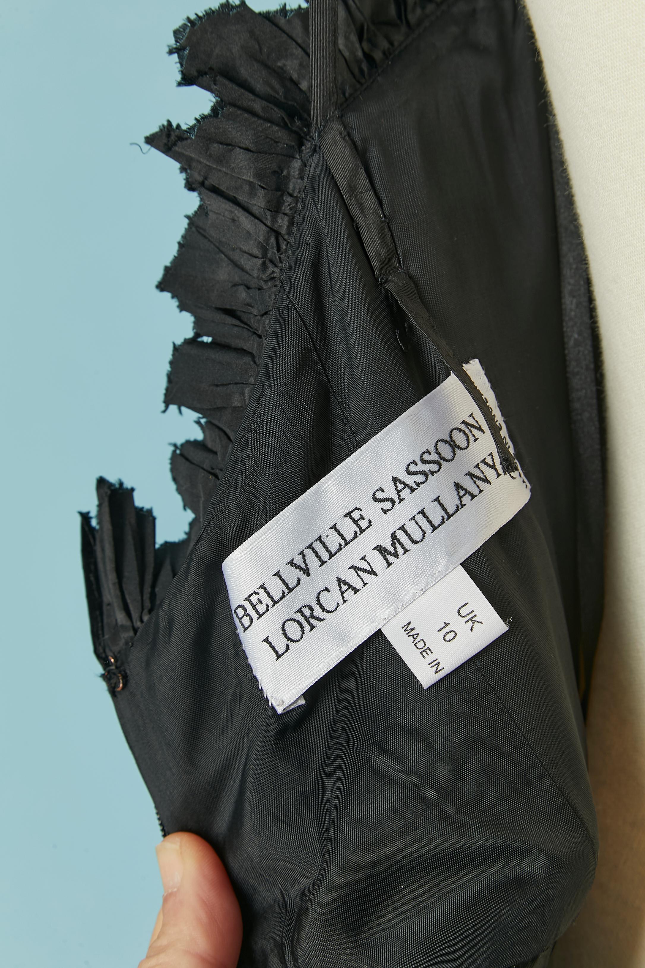 Black taffetas cocktail dress with ruffles Bellville Sassoon Lorcan Mullany For Sale 4