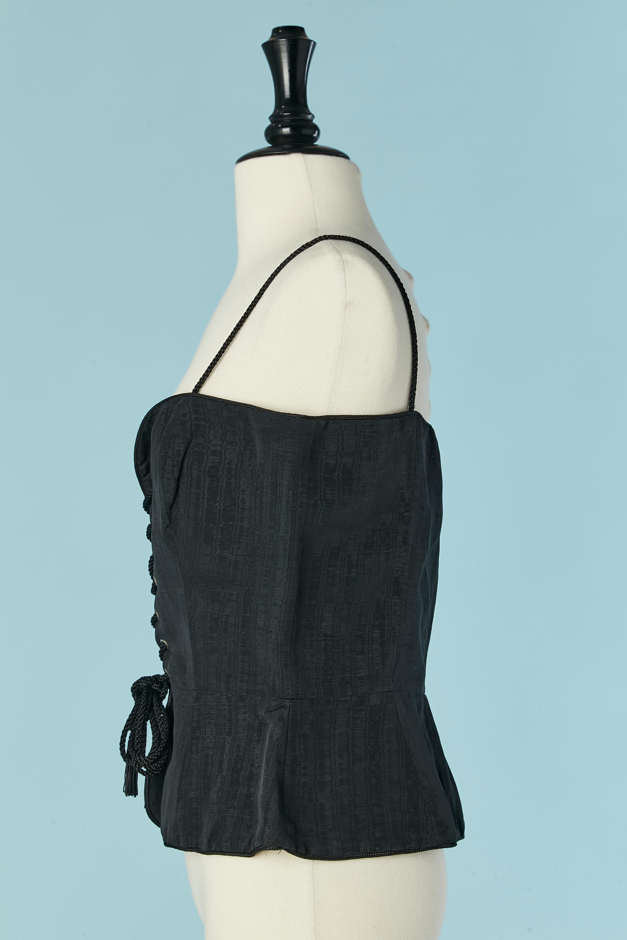 Donna Corpetto in taffetas nero con lacci sul davanti Yves Saint Laurent Rive Gauche in vendita