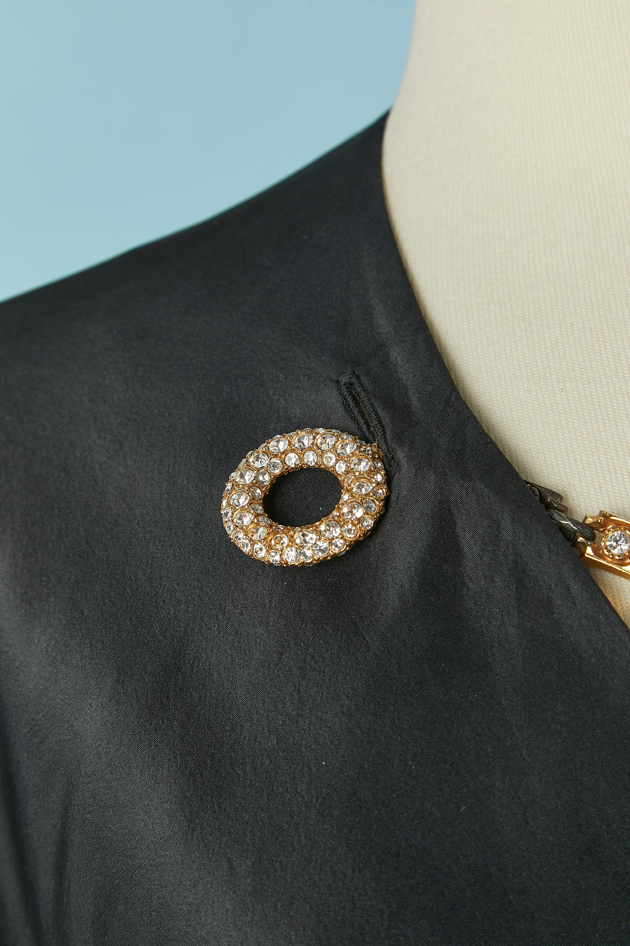 Black taffetas evening cape with gold metal and rhinestone chain C Dior by G. F 1