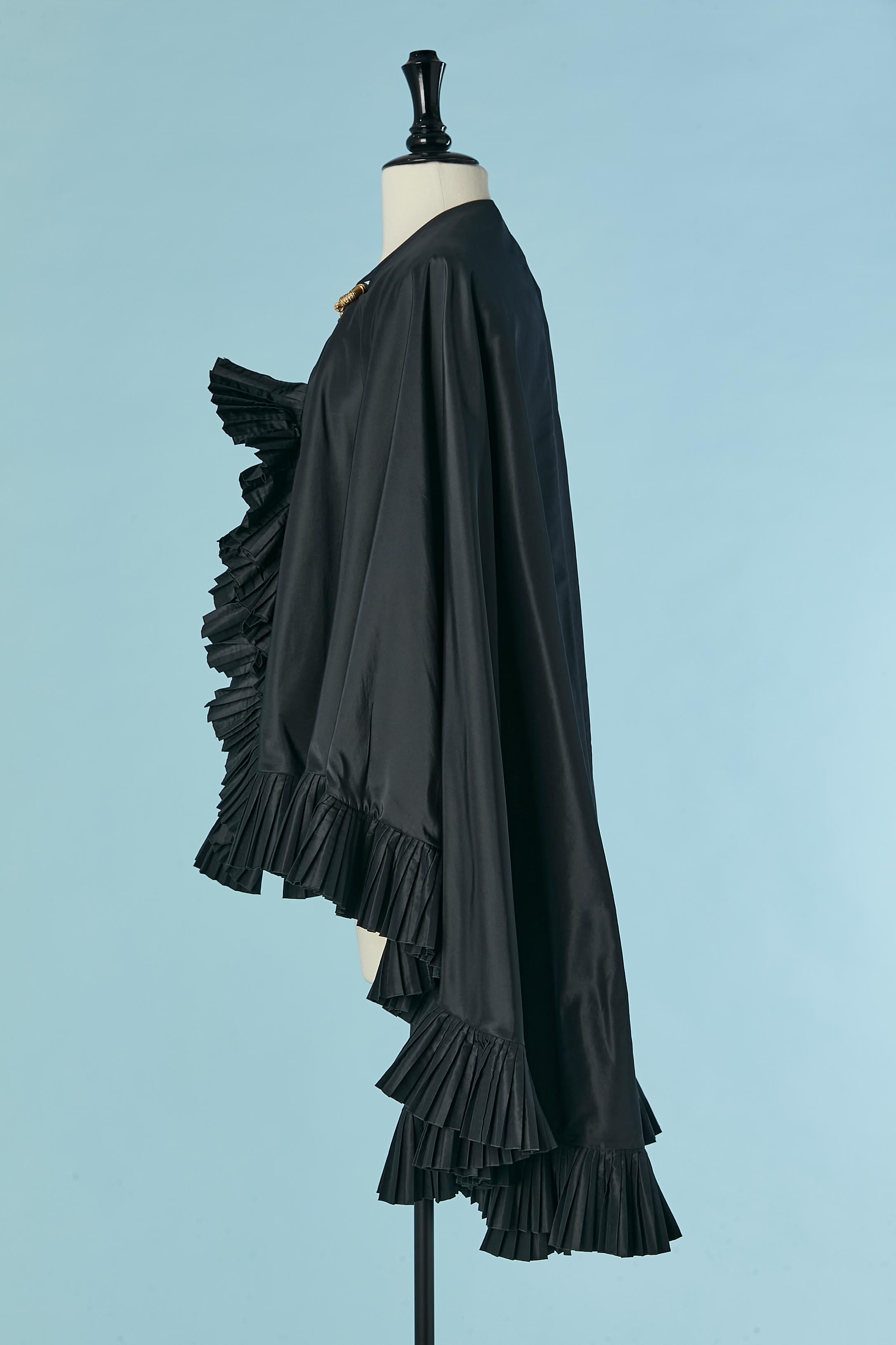 Black taffetas evening cape with gold metal and rhinestone chain C Dior by G. F 3
