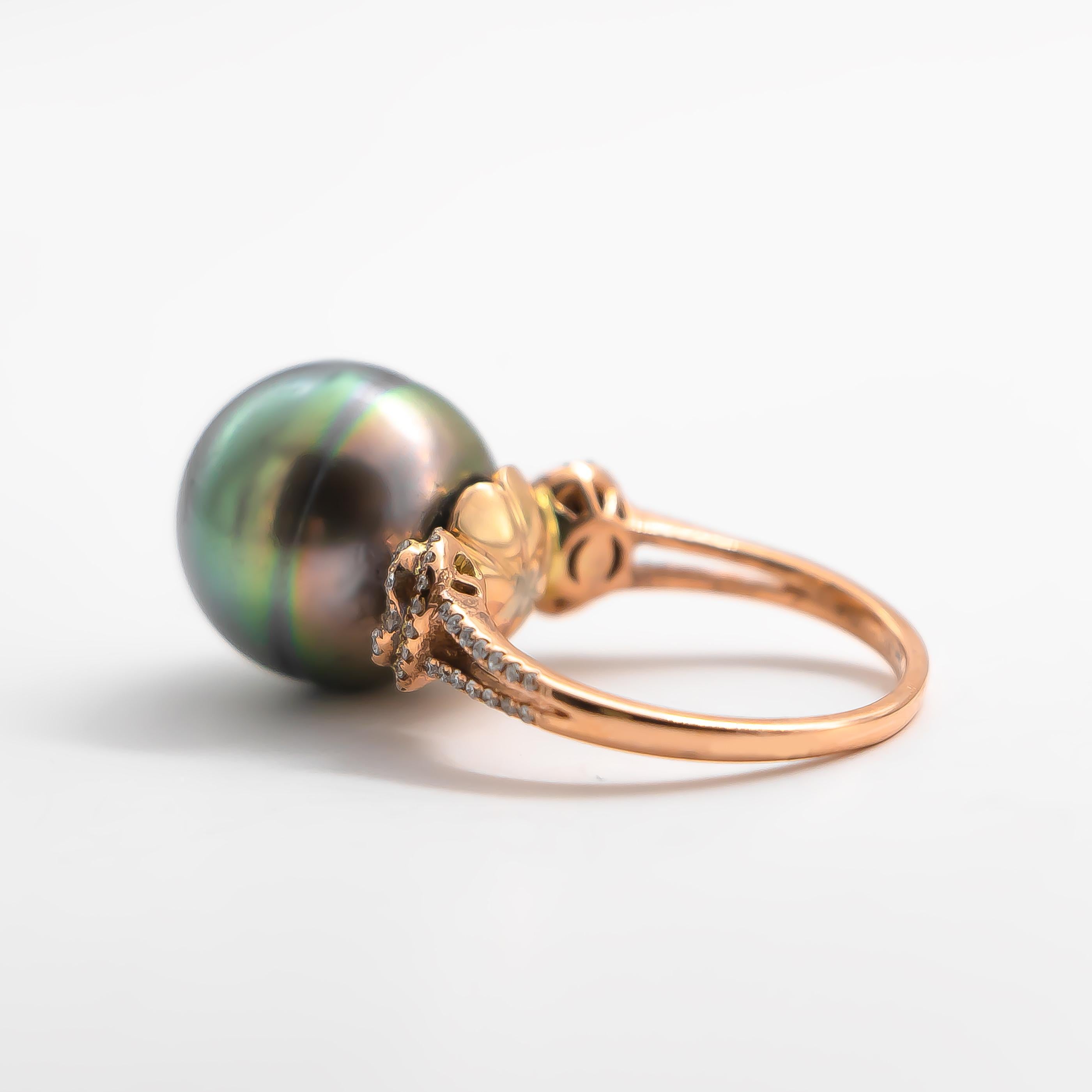 rose gold black pearl ring