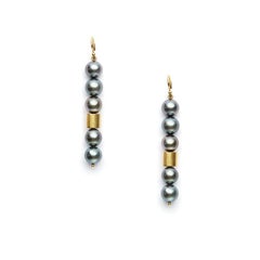 Susan Lister Locke Ohrringe mit schwarzer Tahiti-Perle und 20 Karat Goldschlauch