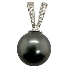 Colgante Diamante Perla Tahitiana Negra Oro Blanco 14K