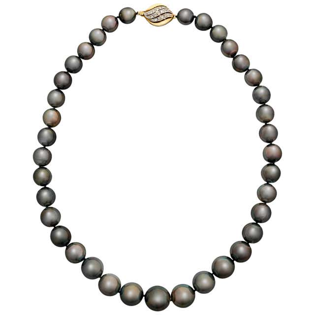 Black Diamond Bead Necklace at 1stDibs