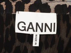 Black & Tan Ganni Leopard Print Long Sleeve Dress