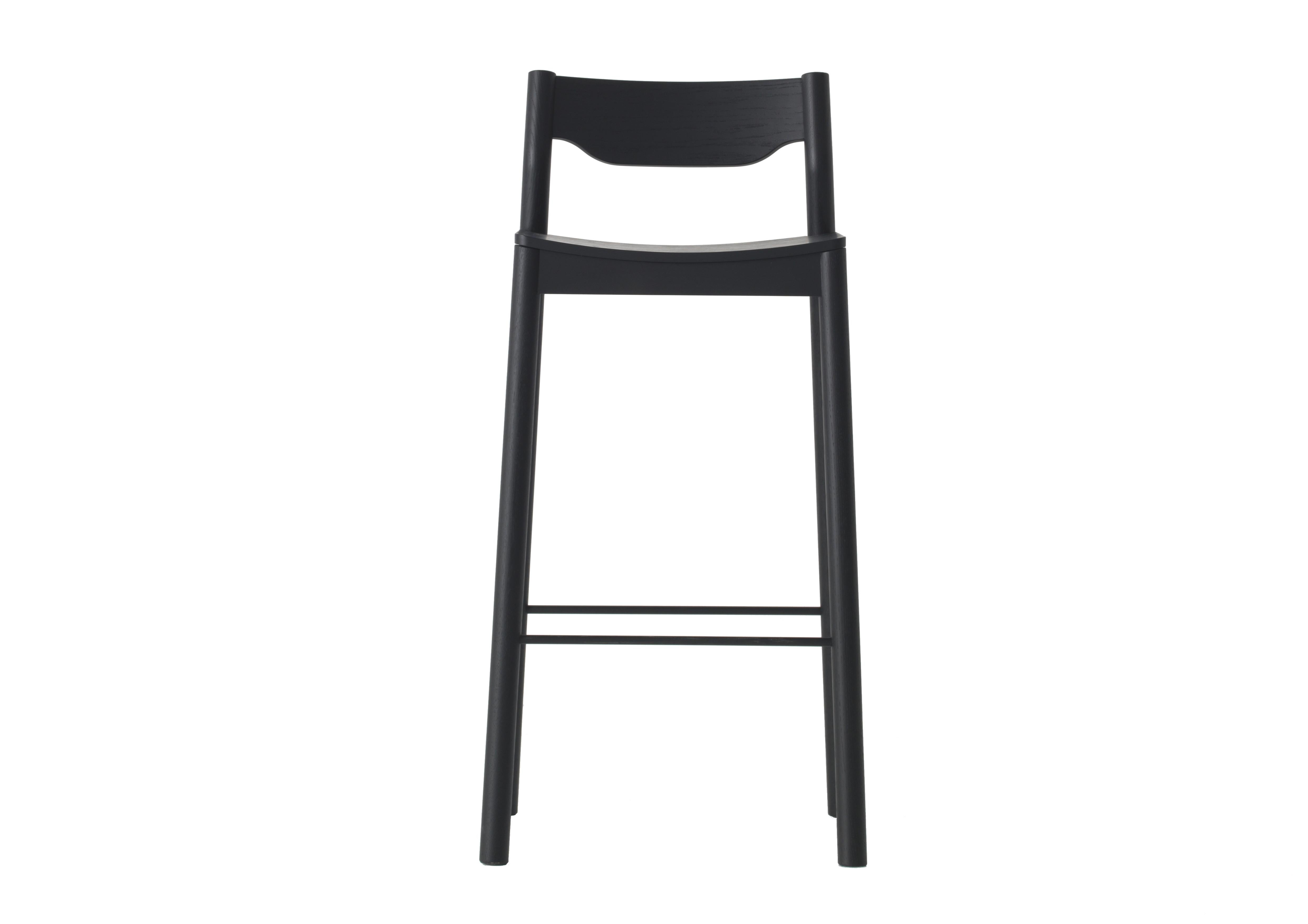 Black Tangerine Stool w/ Back by Resident
Dimensions: W 37 x D 48 x H 87 cm
Materials: Solid Oak, Oak Veneer.
Weight: 5.5 Kg.

About: 
Founded by Simon James & Scott Bridgens in 2011, Resident is the home of enduring design pieces created for the