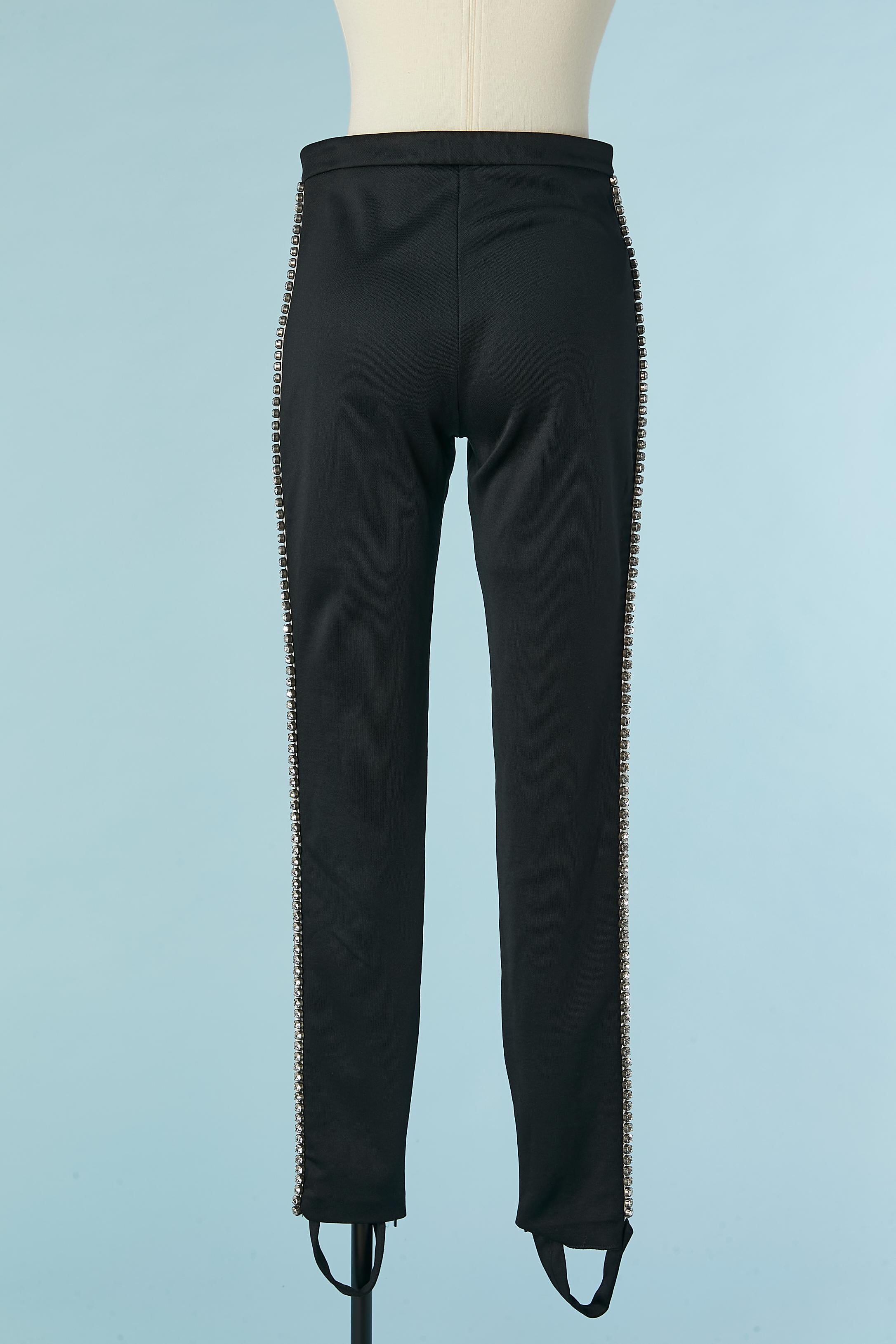 Black tapered trousers with striped and rhinestone trimming Gucci  For Sale 1
