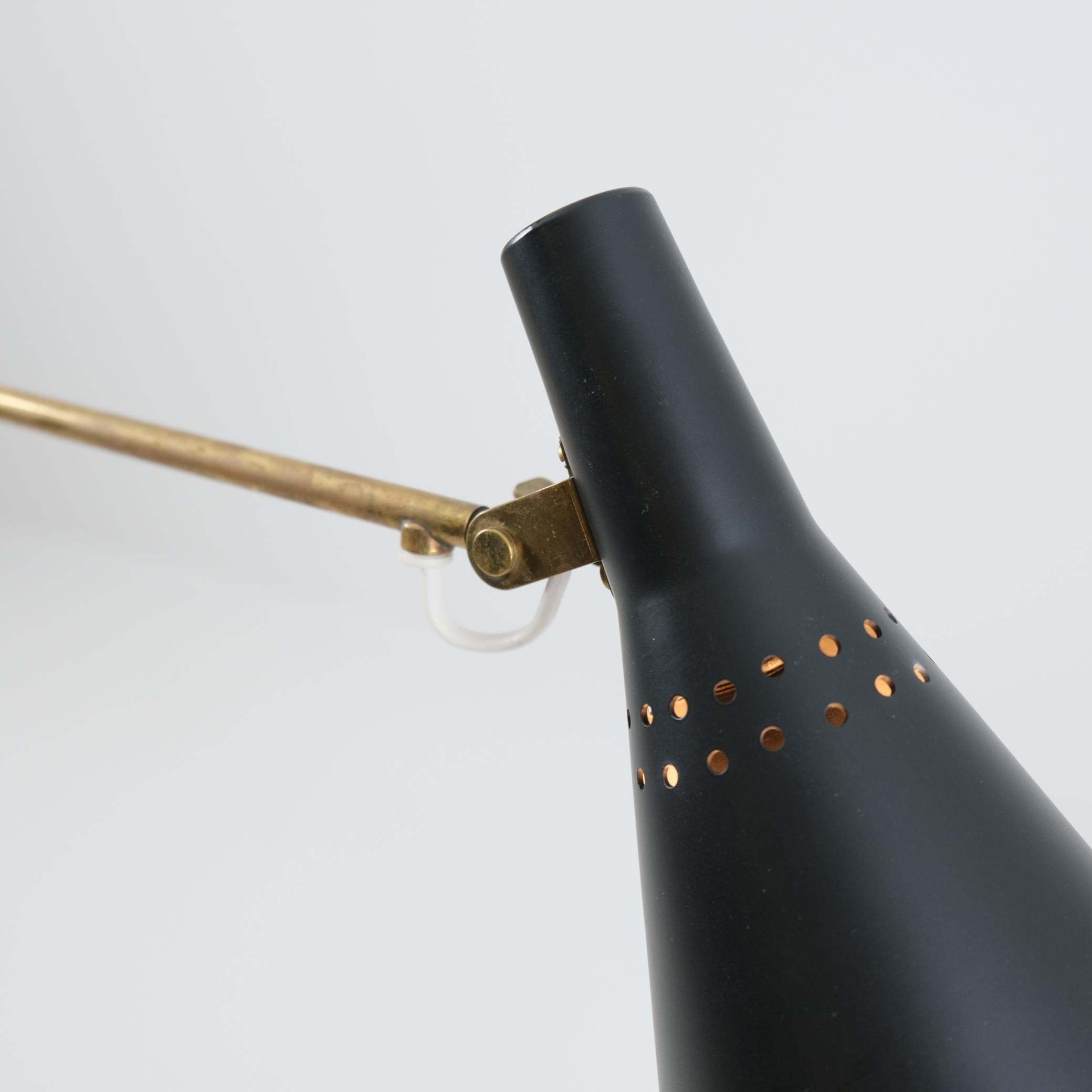 Lampada da terra regolabile Tapio Wirkkala nera modello K10-11, Idman 1950s in vendita 2