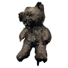 Black Tar and Gold Glitter Teddy Sculpture, 21st Century by Mattia Biagi