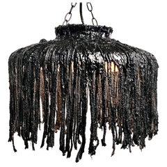 Black Tar Ceiling Lamp or Sculpture, 21st Century by Mattia Biagi