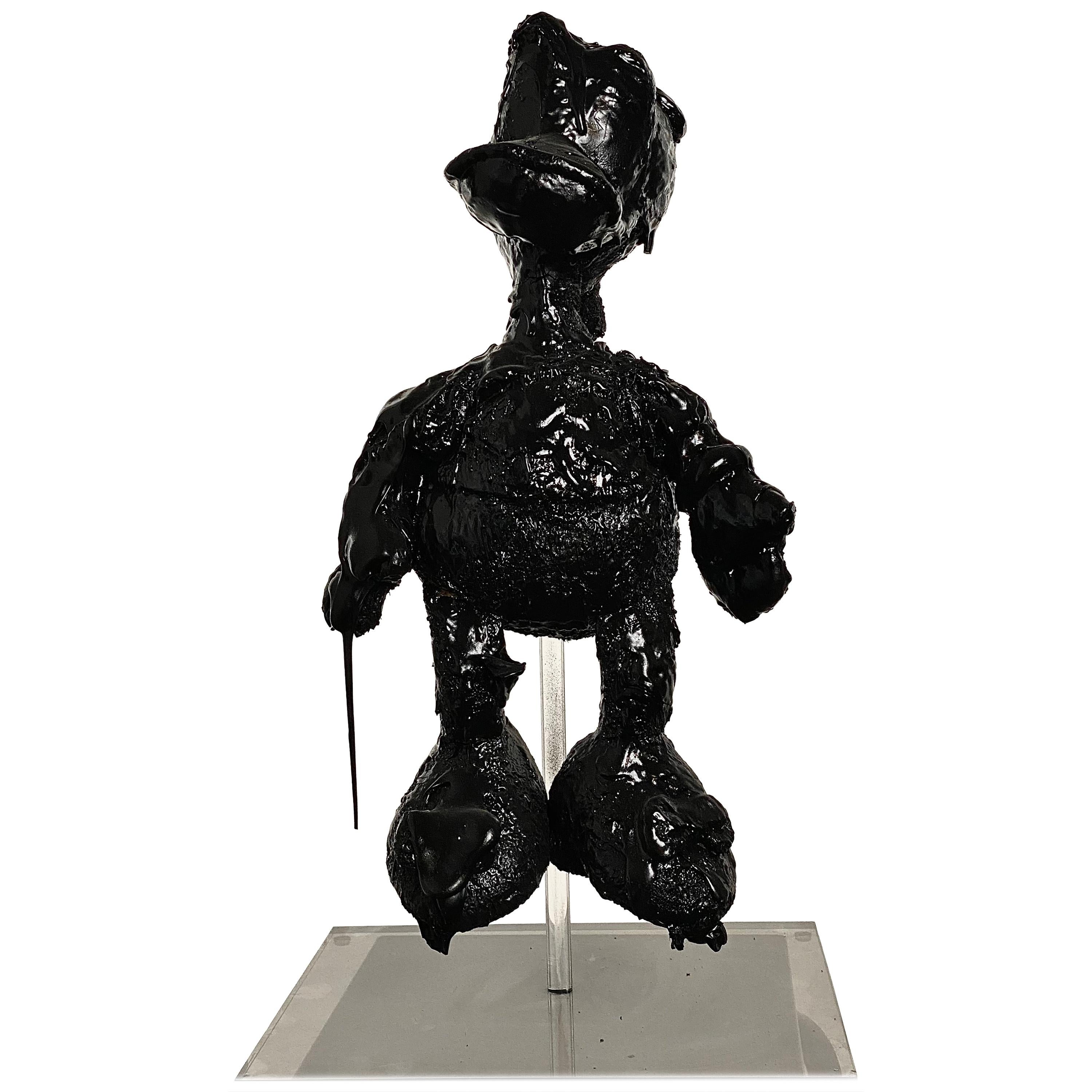 Black TAR Donald Duck Sculpture, 21st Century by Mattia Biagi For Sale