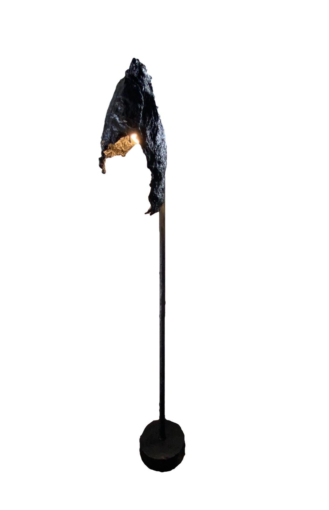 American Black TAR Floor Lamp or Sculpture, 21st Century by Mattia Biagi For Sale