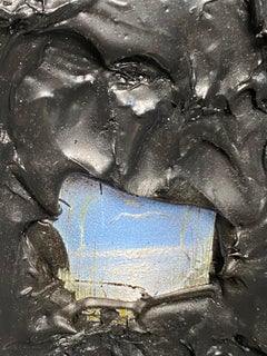 Black Tar on Vintage Painting, 21st Century by Mattia Biagi