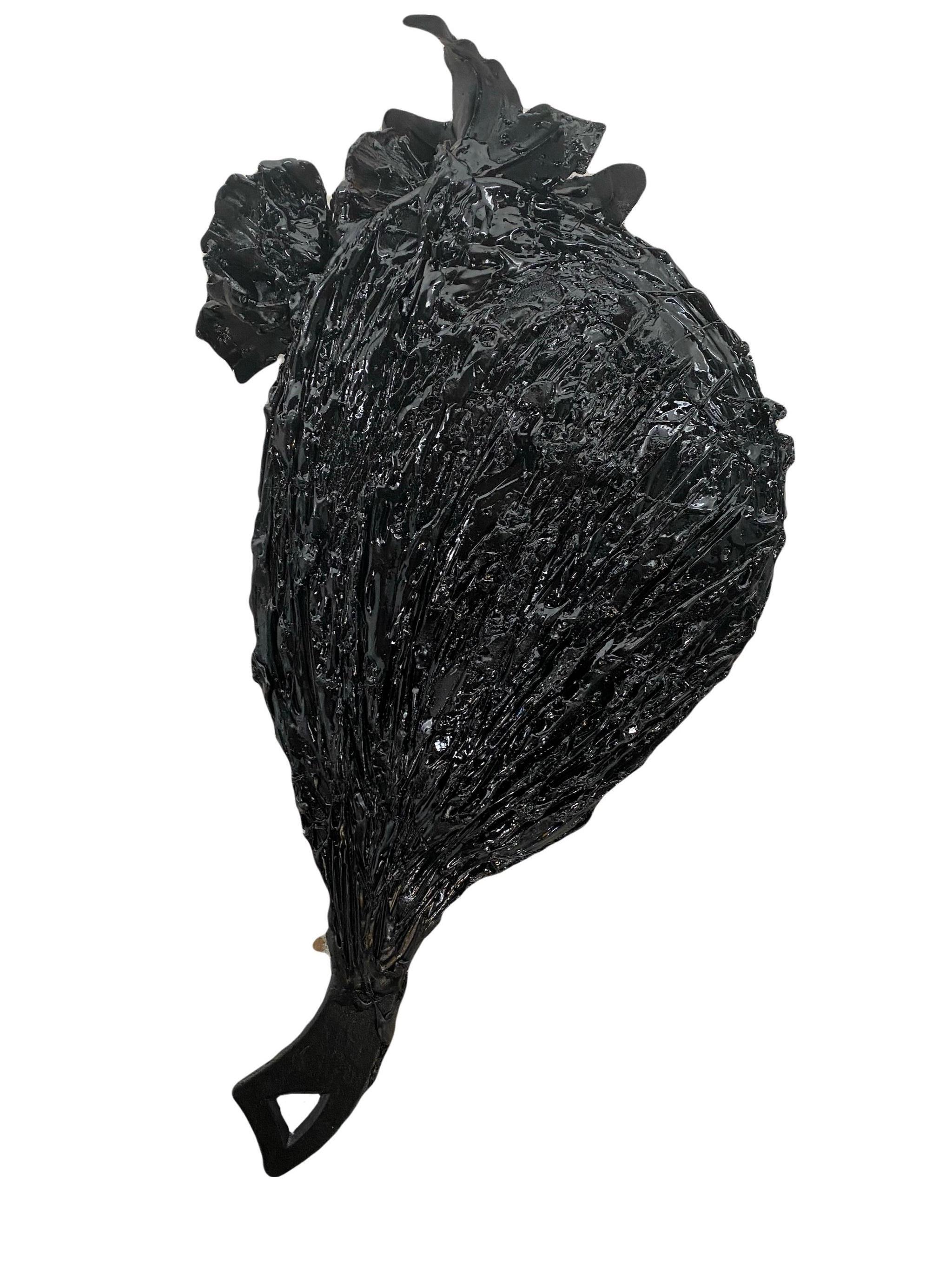 Américain Miroir à main vintage en plastique goudronné noir, 21ème siècle par Mattia Biagi en vente