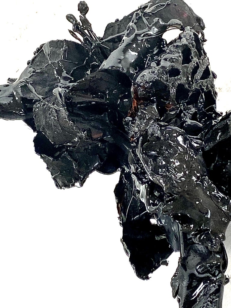 Black Tar Plastic Vintage Hand Mirror, 21st Century by Mattia Biagi For