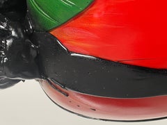 Black TAR Teddy and Red Apple Sculpture, 21st Century by Mattia Biagi