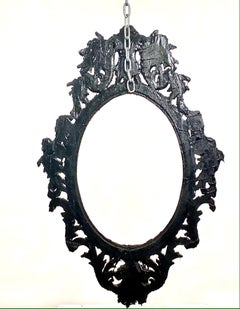 Black Tar Wood Vintage Mirror Frame, 21st Century by Mattia Biagi