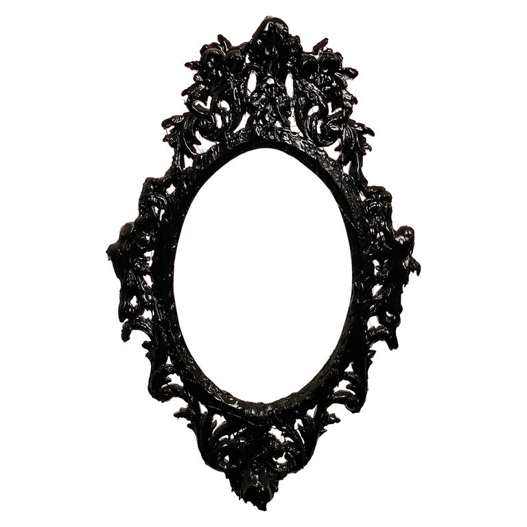 Black Tar Wood Vintage Mirror Frame, 21st Century by Mattia Biagi For Sale  at 1stDibs | vintage black mirror, black vintage mirror, antique black  mirror