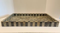 Black, Taupe, Cream Large Bone and Horn Tray, India, Contemporary