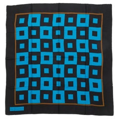 Yves Saint Laurent Seidenschal mit geometrischem Muster in Schwarz und Petrol