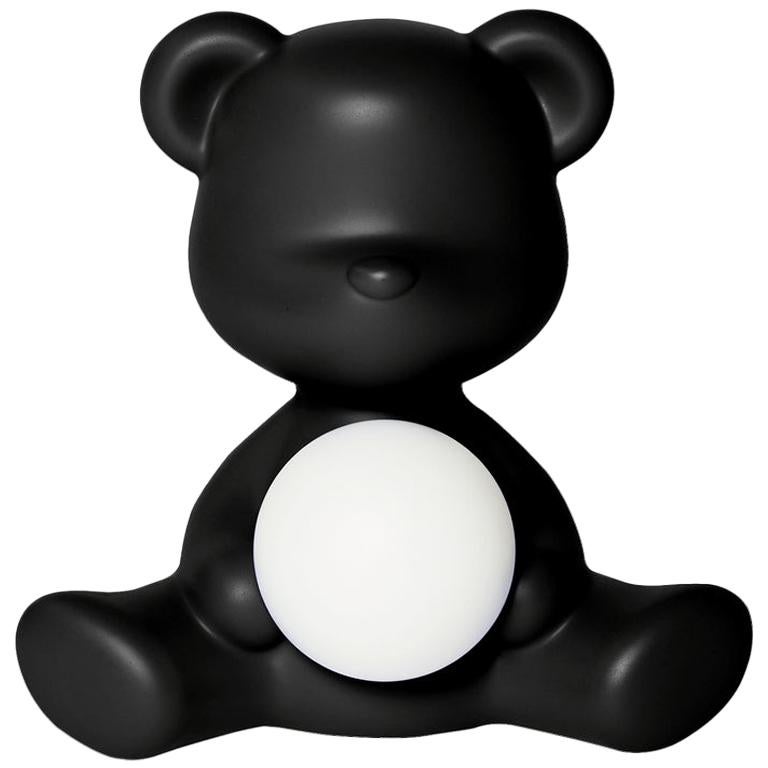 In Stock in Los Angeles, Black Teddy Bear Lamp LED Rechargeable, Made in Italy