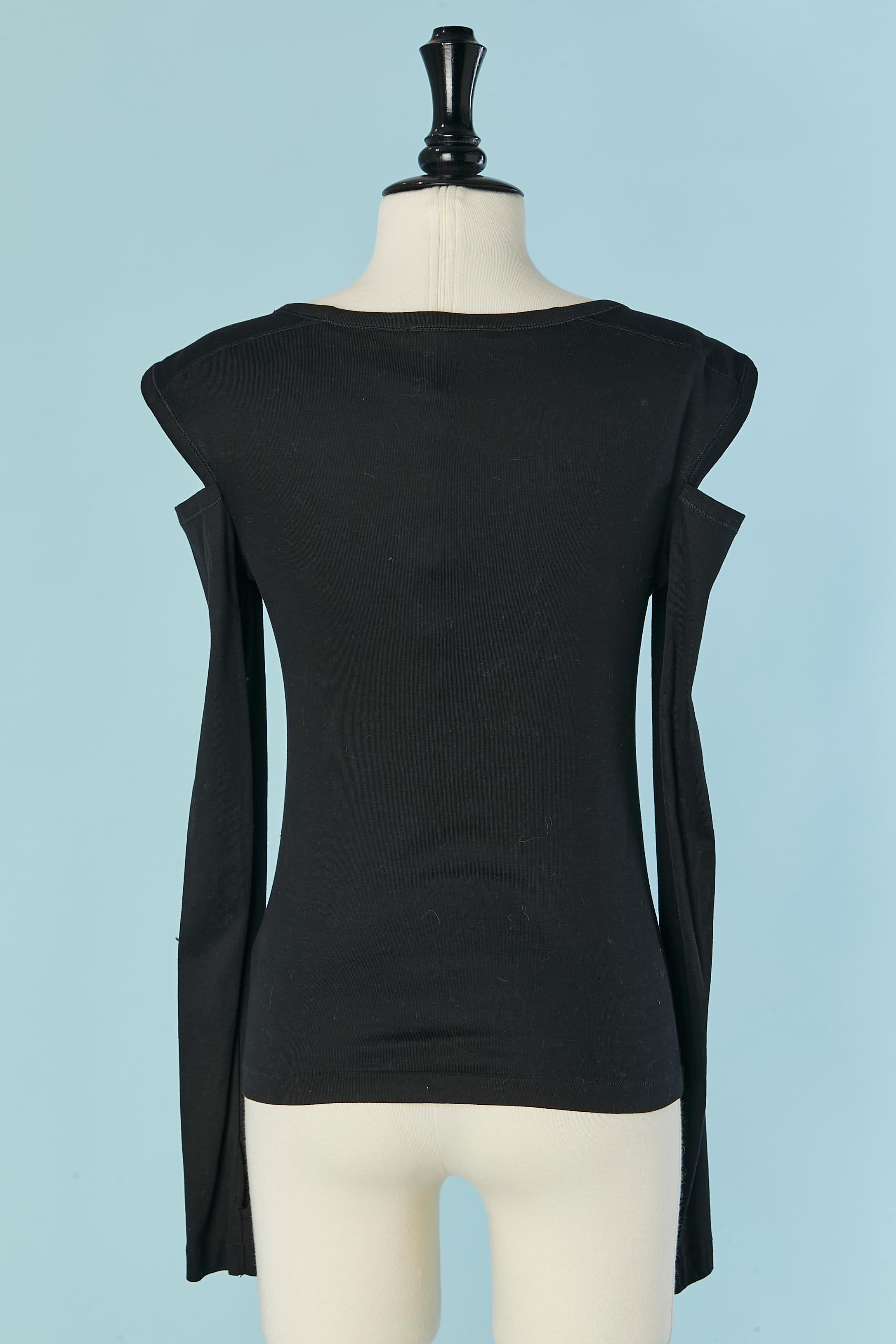 Black tee-shirt with cut-work HELMUT LANG Damen im Angebot