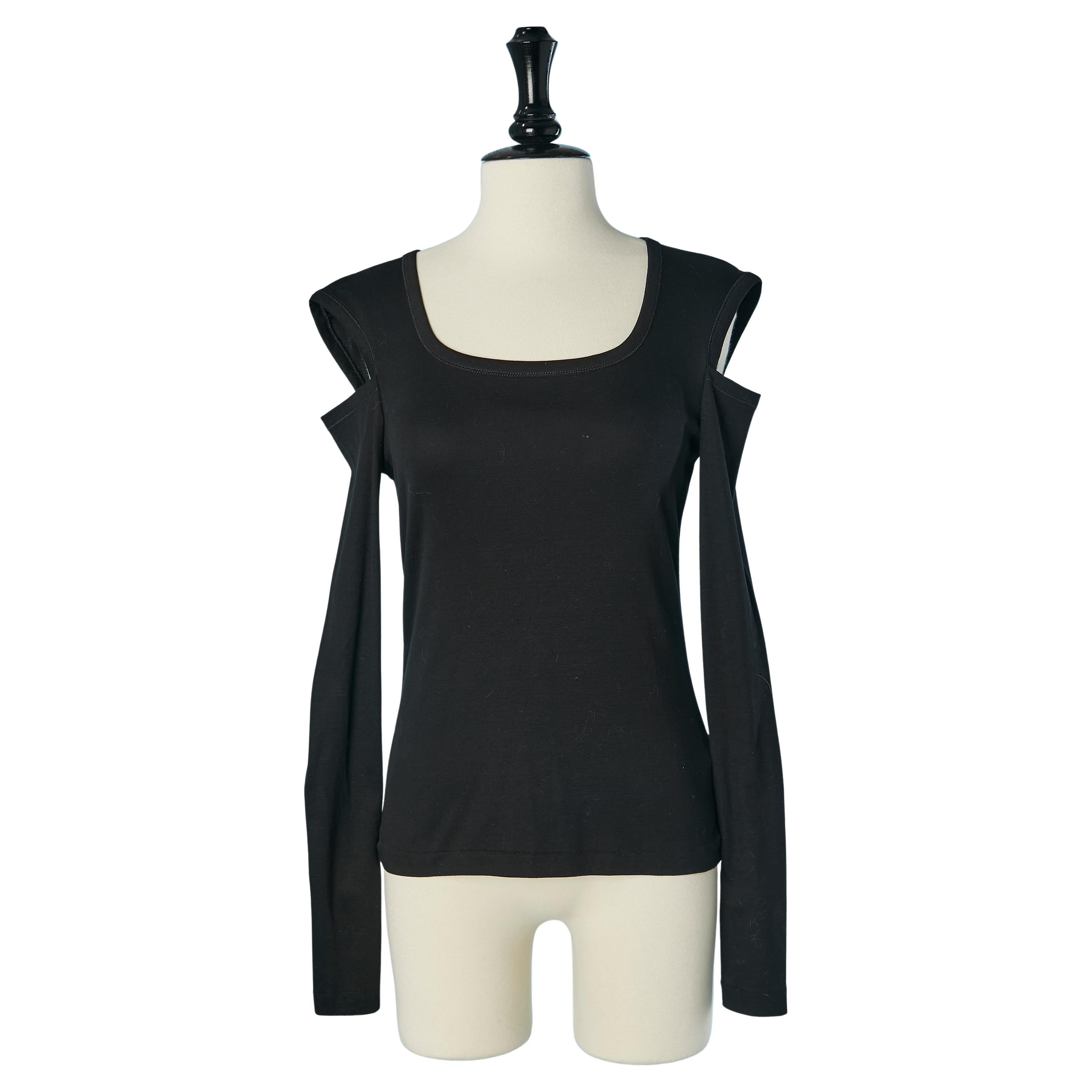 Black tee-shirt with cut-work HELMUT LANG im Angebot
