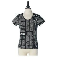 Schwarzes T-Shirt mit Gazette-Aufdruck GALLIANO