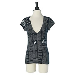 Black tee-shirt with Newspaper print JOHN GALLIANO