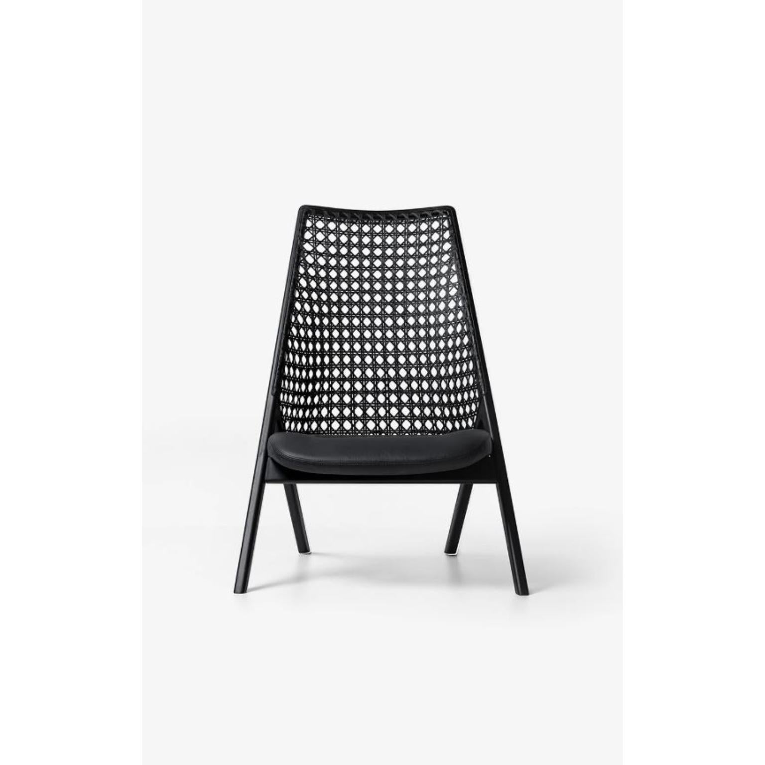 Black Tela Lounge Chair by Wentz
Dimensions: D 75 x W 75 x H 101 cm
Materials: Tauari Wood, Cotton Weave, Plywood, Upholstery.
Weight: 7,9kg / 17, 5 lbs

The Tela armchair is a meeting between contemporary design and traditional Brazilian materials.