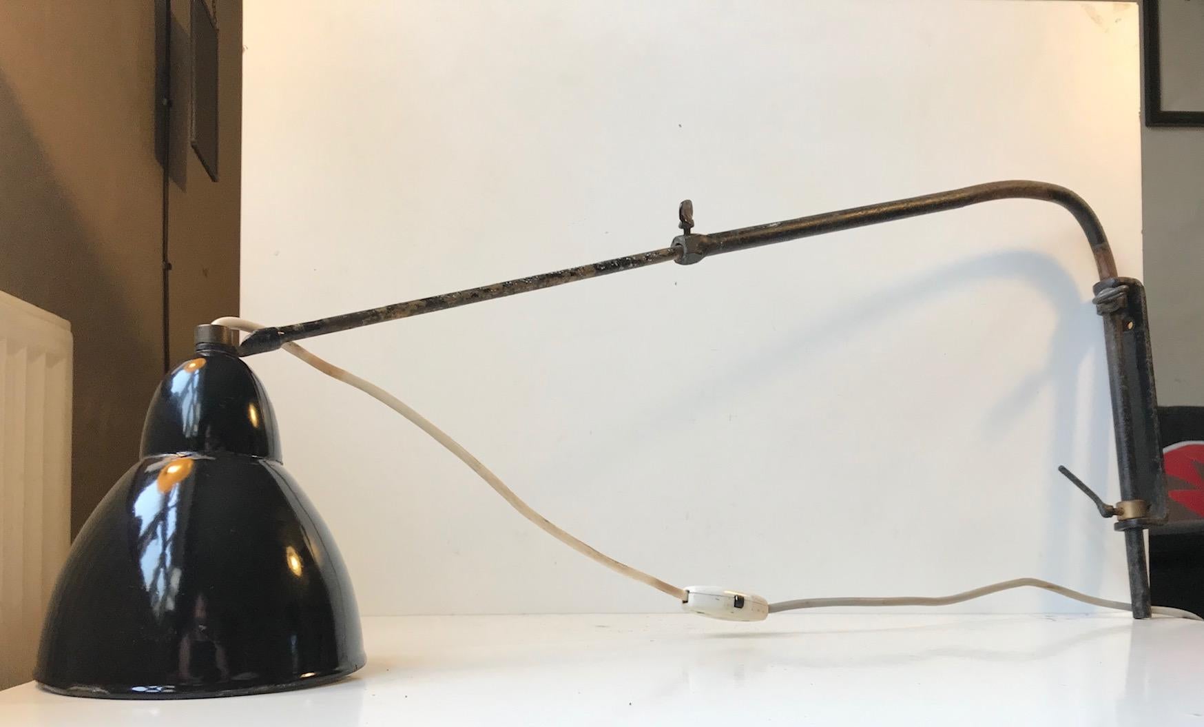 Black Telescopic Bauhaus Wall Light, Germany, 1930s In Fair Condition In Esbjerg, DK
