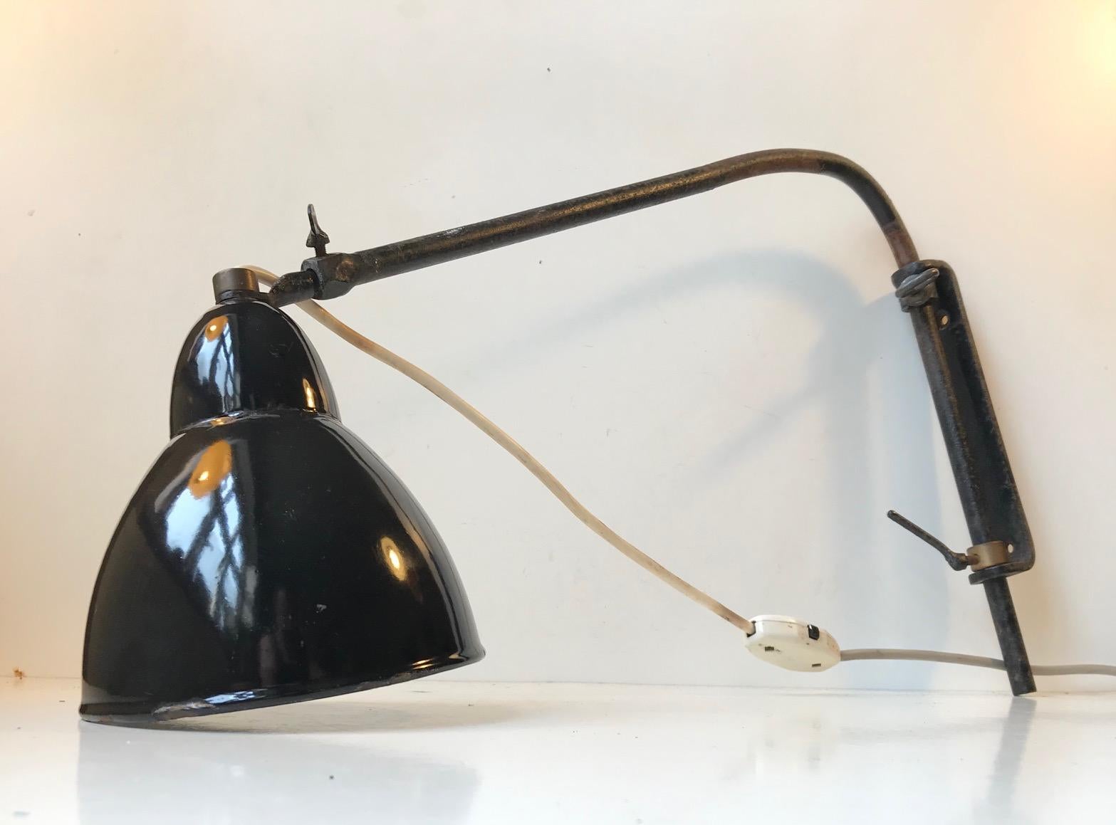 Mid-20th Century Black Telescopic Bauhaus Wall Light, Germany, 1930s