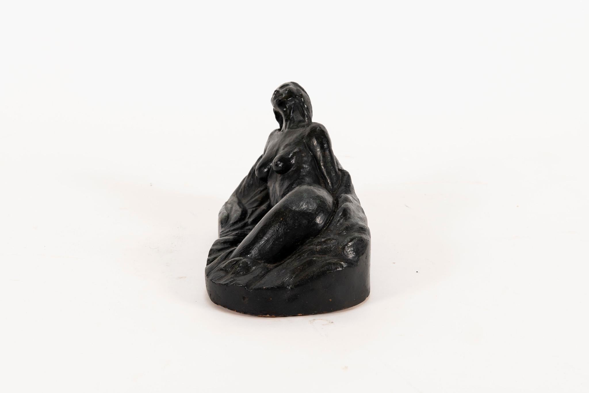 Modern Black Terra Cotta Clay Figurative Sculpture