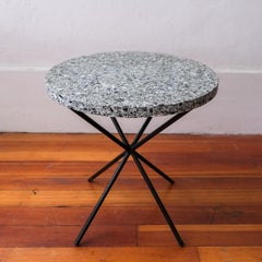 Black Terrazzo and Iron Side Table, 1950s