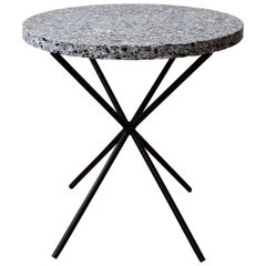 Black Terrazzo and Iron Side Table, 1950s