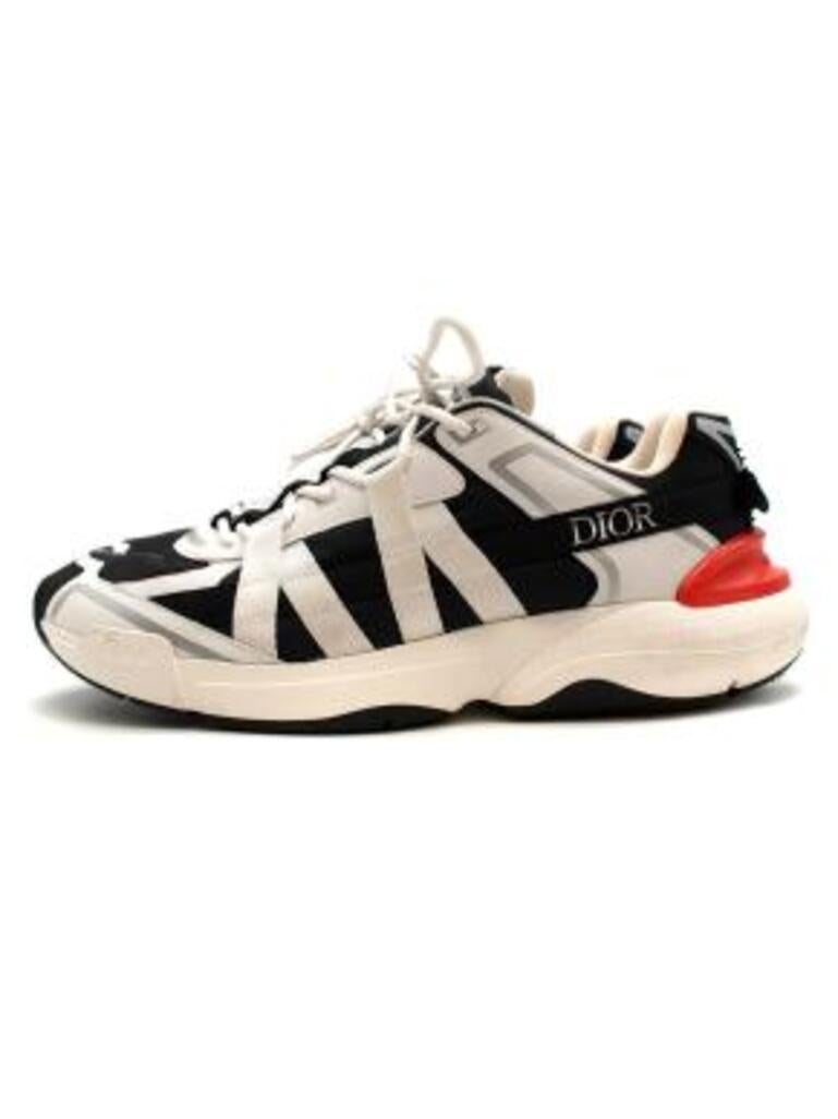 black textile & white canvas trainers For Sale 1
