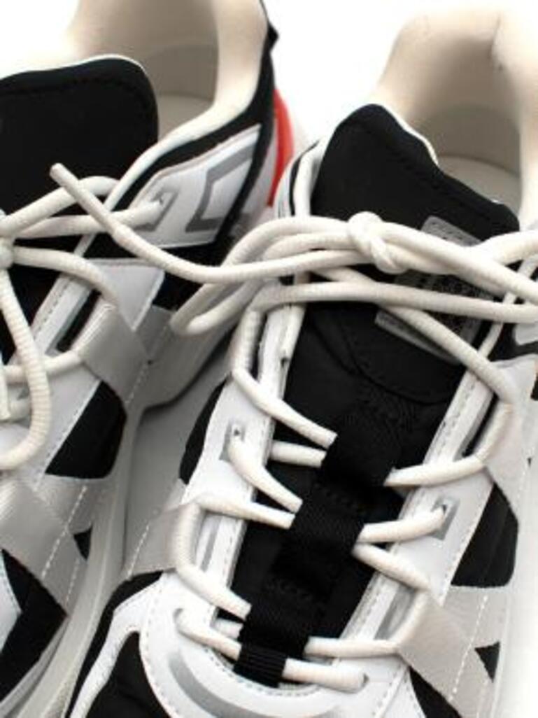 black textile & white canvas trainers For Sale 4