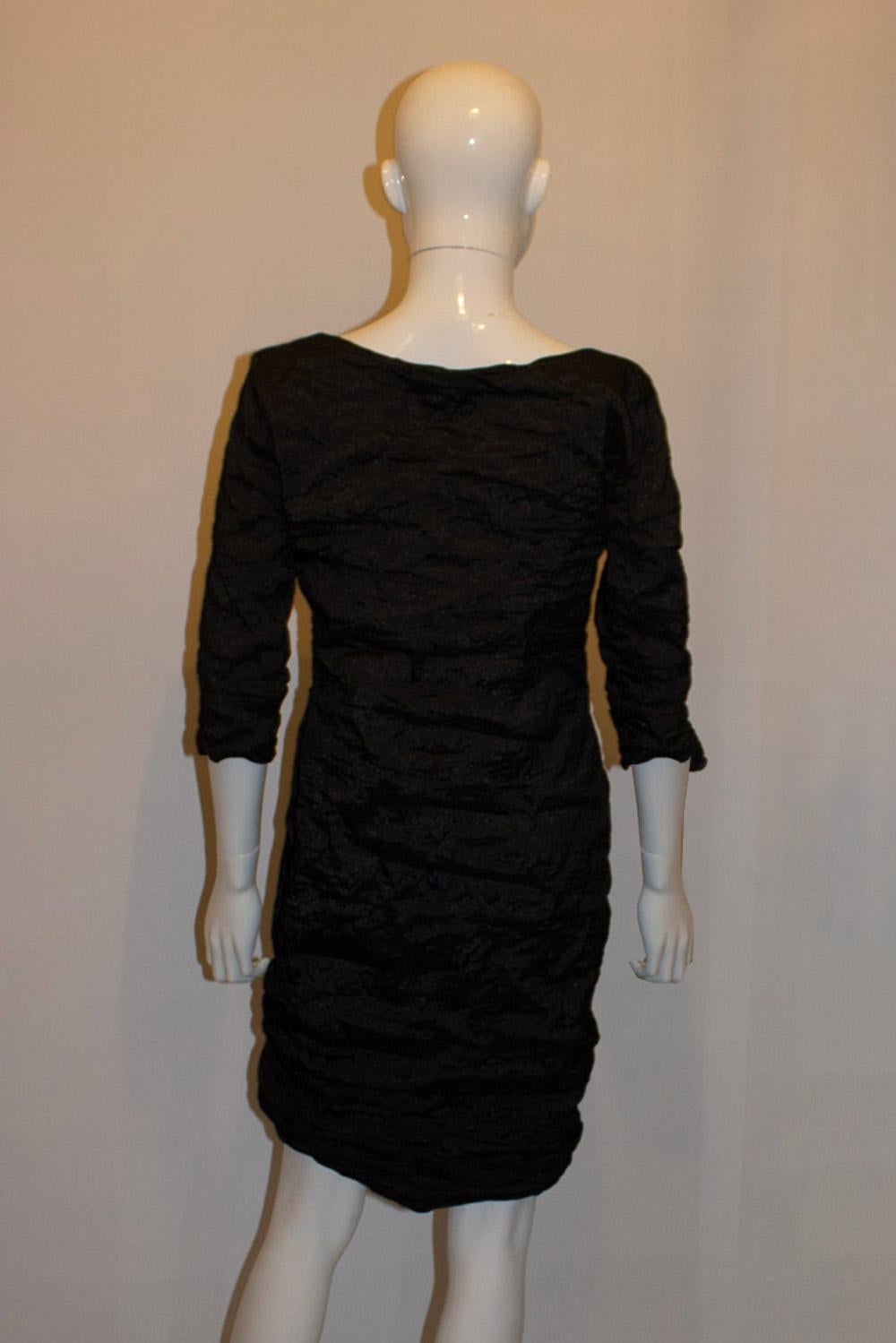 Black Textured Cocktail Dress by Sarah Pacini In Good Condition For Sale In London, GB