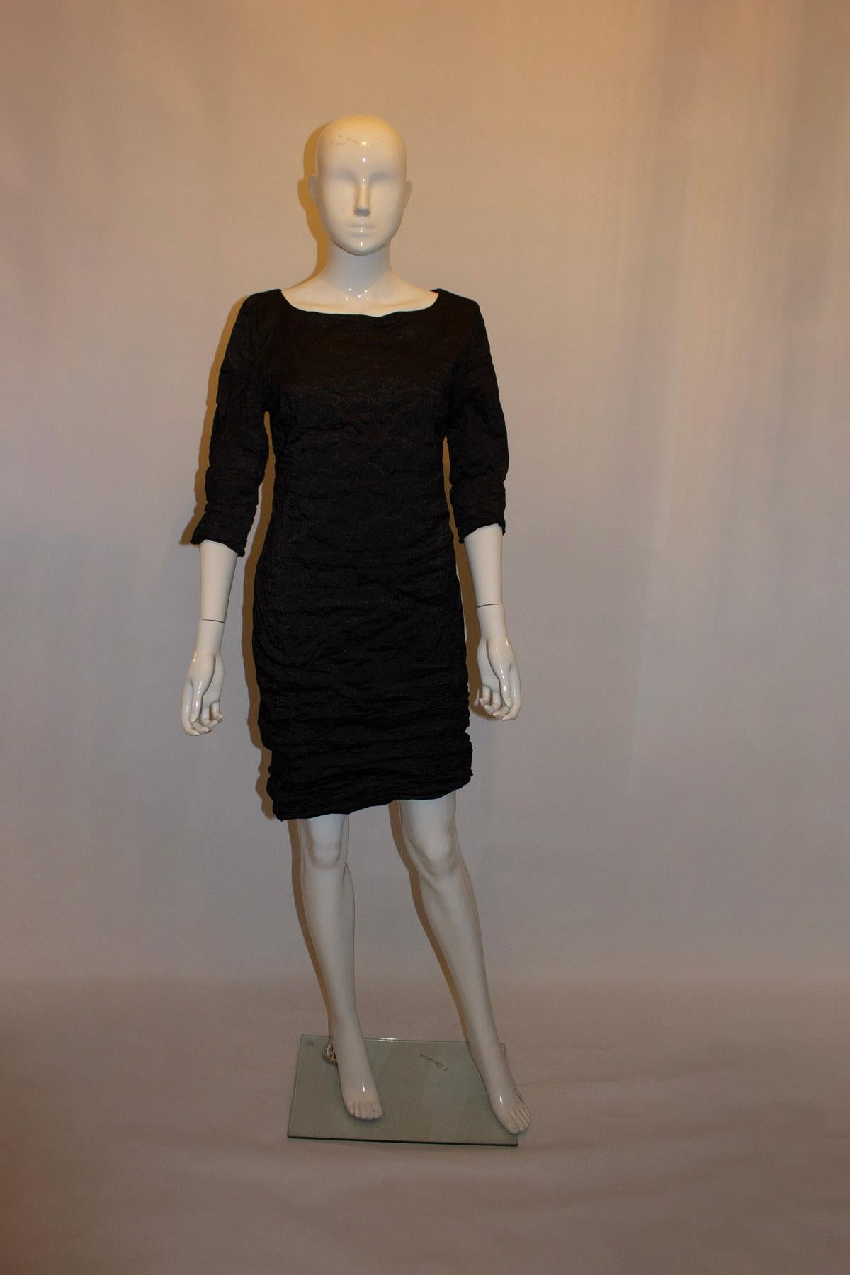 Women's Black Textured Cocktail Dress by Sarah Pacini For Sale