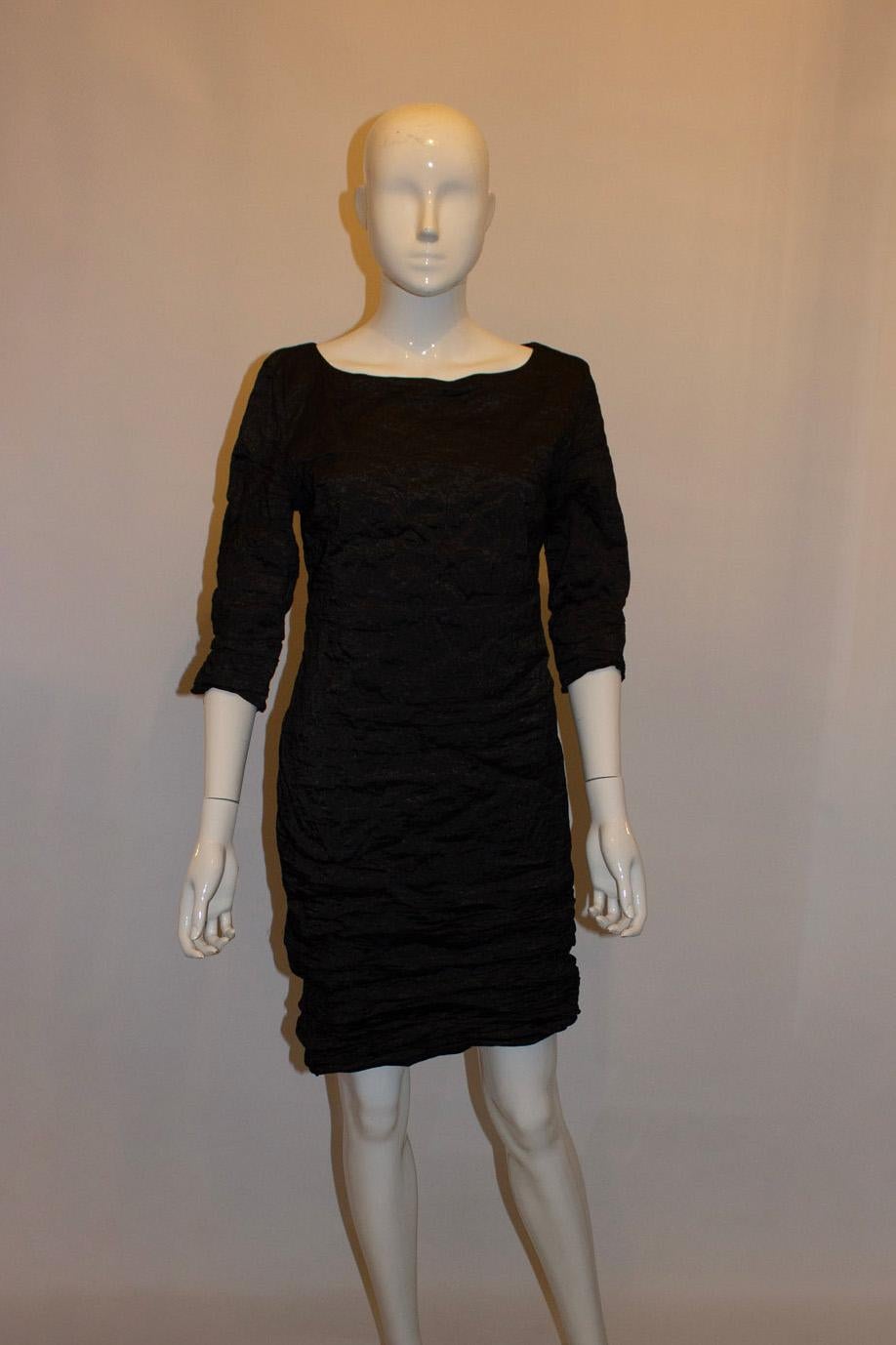 Black Textured Cocktail Dress by Sarah Pacini For Sale 1