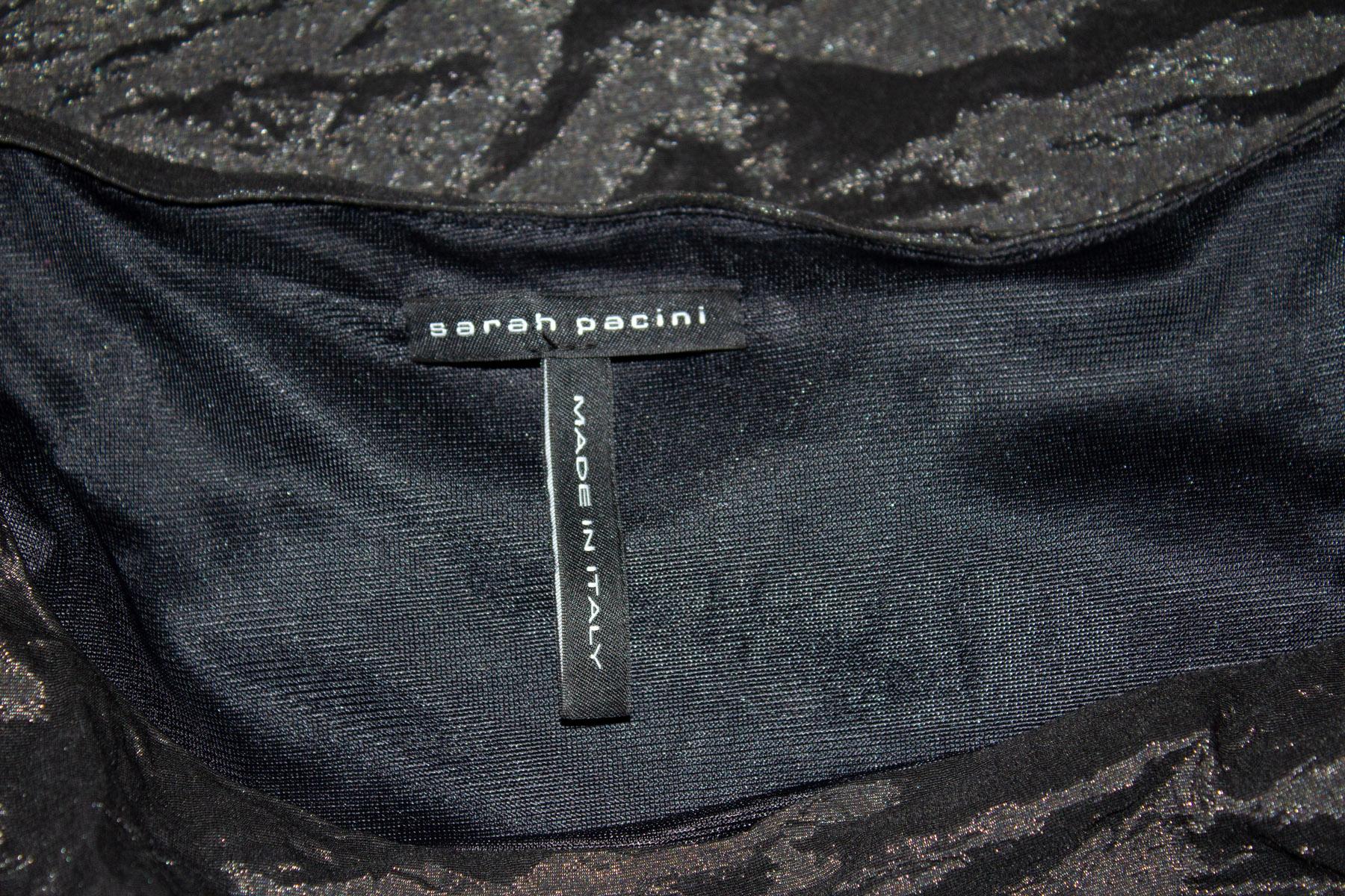 Black Textured Cocktail Dress by Sarah Pacini For Sale 2